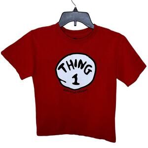 UNIVERSAL STUDIOS YOUTH RED WHITE BLACK "THING 1" T-SHIRT SIZE MEDIUM